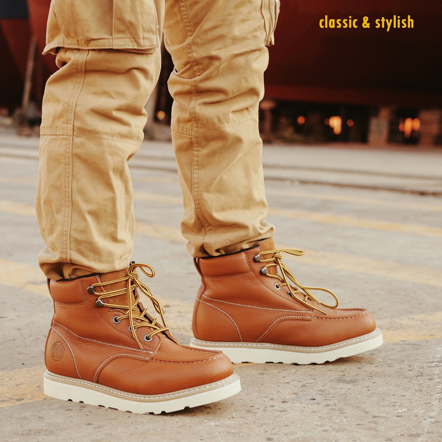 HVB 302 Men's 6" Soft Toe Non-Slip Water Resistant for Construction with Durable Rubber EVA Outsole Work Boots