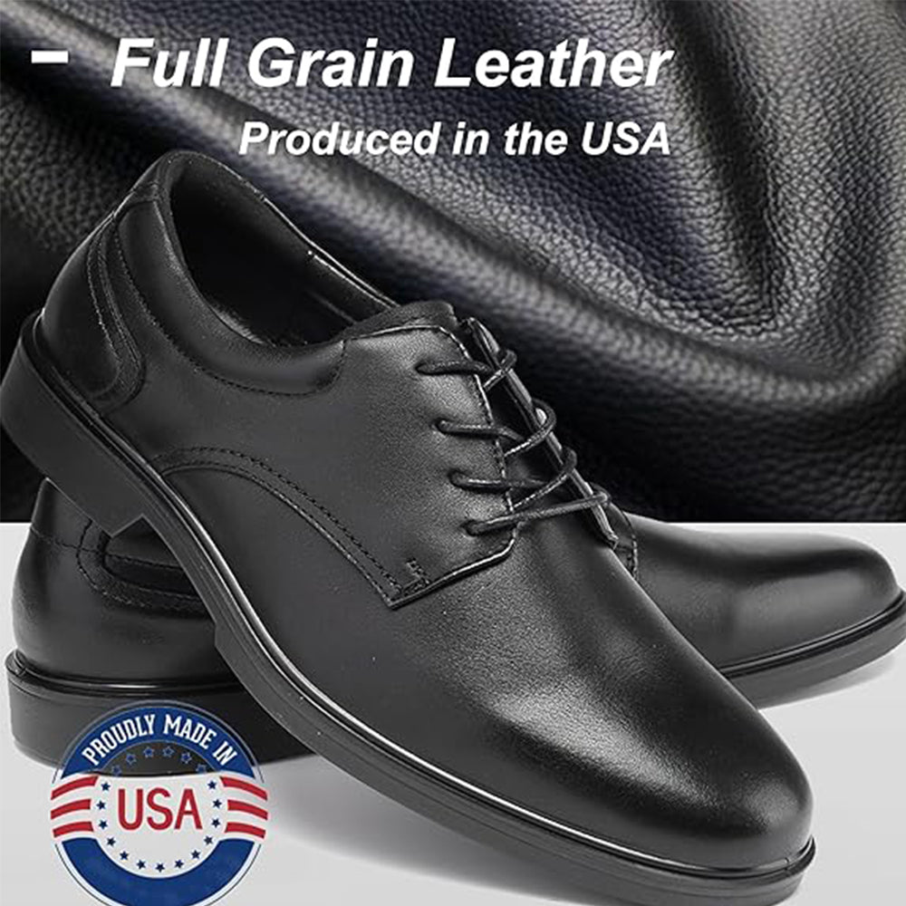 RV2103 Classic Black 4" Men's Dress Shoes Oxford Work Shoes - Full Grain Leather with Kevlar Puncture Resistance