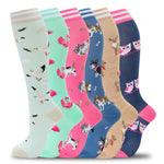 FE034-Compression Socks Women Men 6 Pairs, Knee High Best Support Circulation Socks