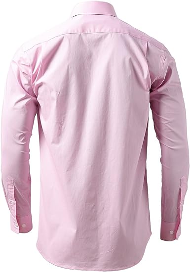 Dress Shirt for Men - Long Sleeve Solid Slim Regular Fit Business Shirt-Pink