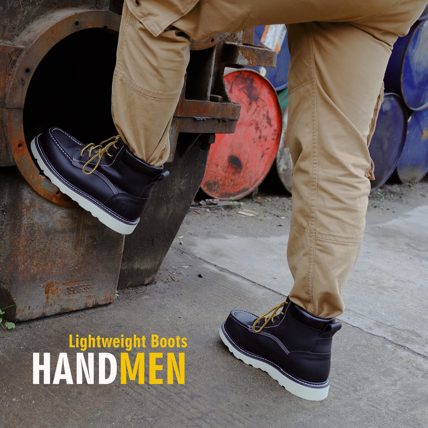 HVB 304 Men's 6" Soft Toe Non-Slip Water Resistant for Construction with Durable Rubber EVA Outsole Work Boots