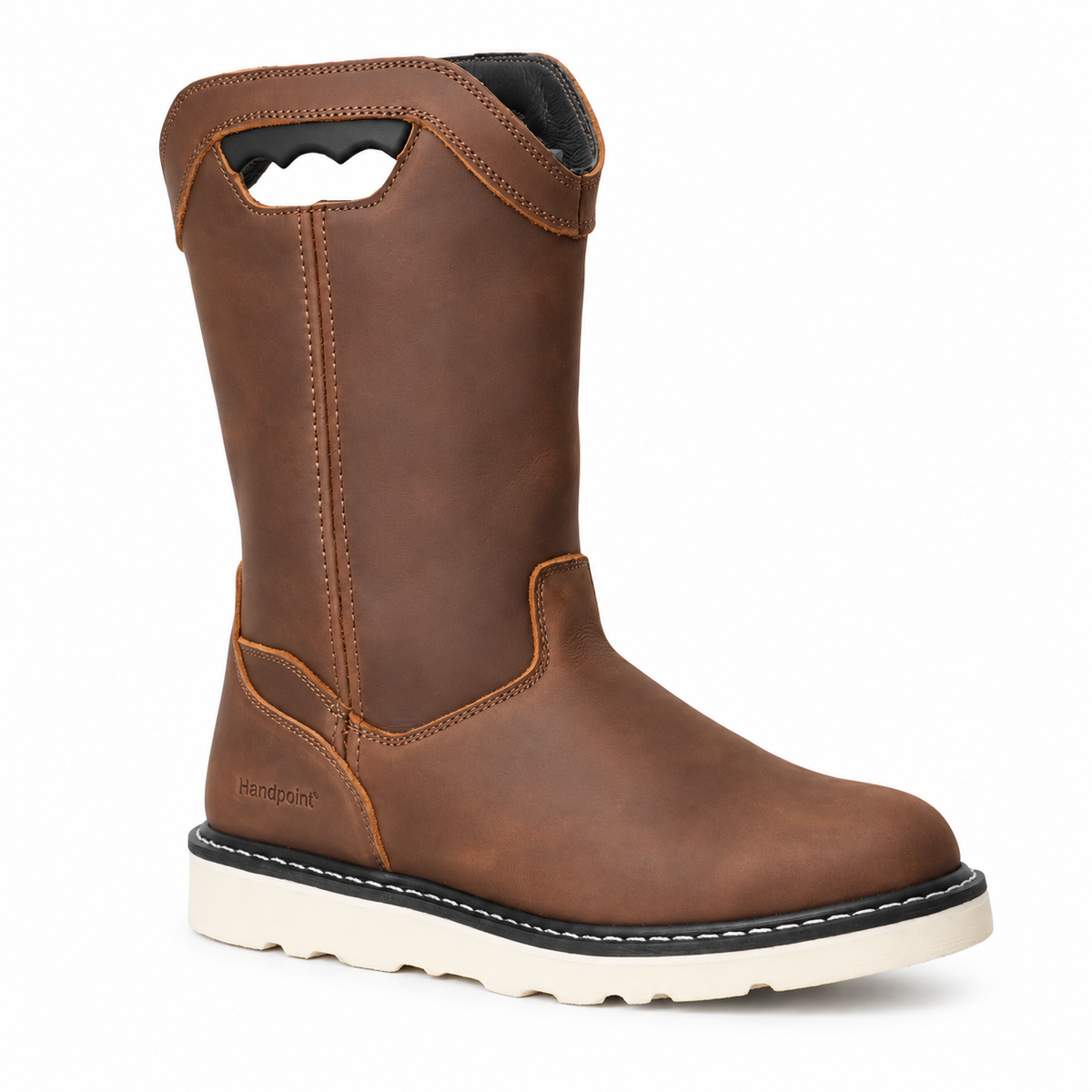 HANDPOINT HVB86991 Men's 10-Inch Soft Toe Work Boots, Brown Leather, EH Rated