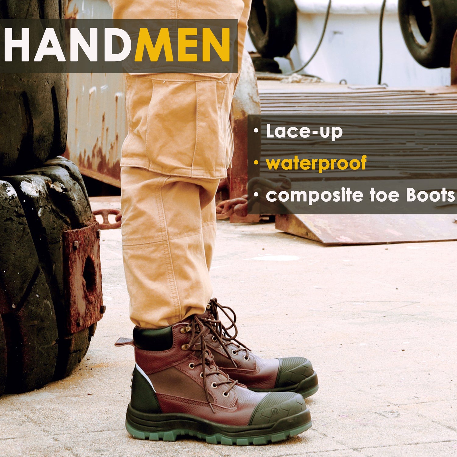 80N03 / 81N03 Soft Toe / Composite Toe 6" Waterproof Mens Work Boots, Non-Slip Puncture-Proof Safety Anti-Static Working Shoes