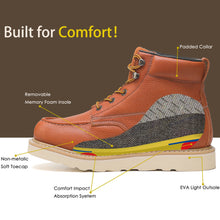 Carica l&#39;immagine nel visualizzatore di Gallery, HVB 302 Men&#39;s 6&quot; Soft Toe Non-Slip Water Resistant for Construction with Durable Rubber EVA Outsole Work Boots

