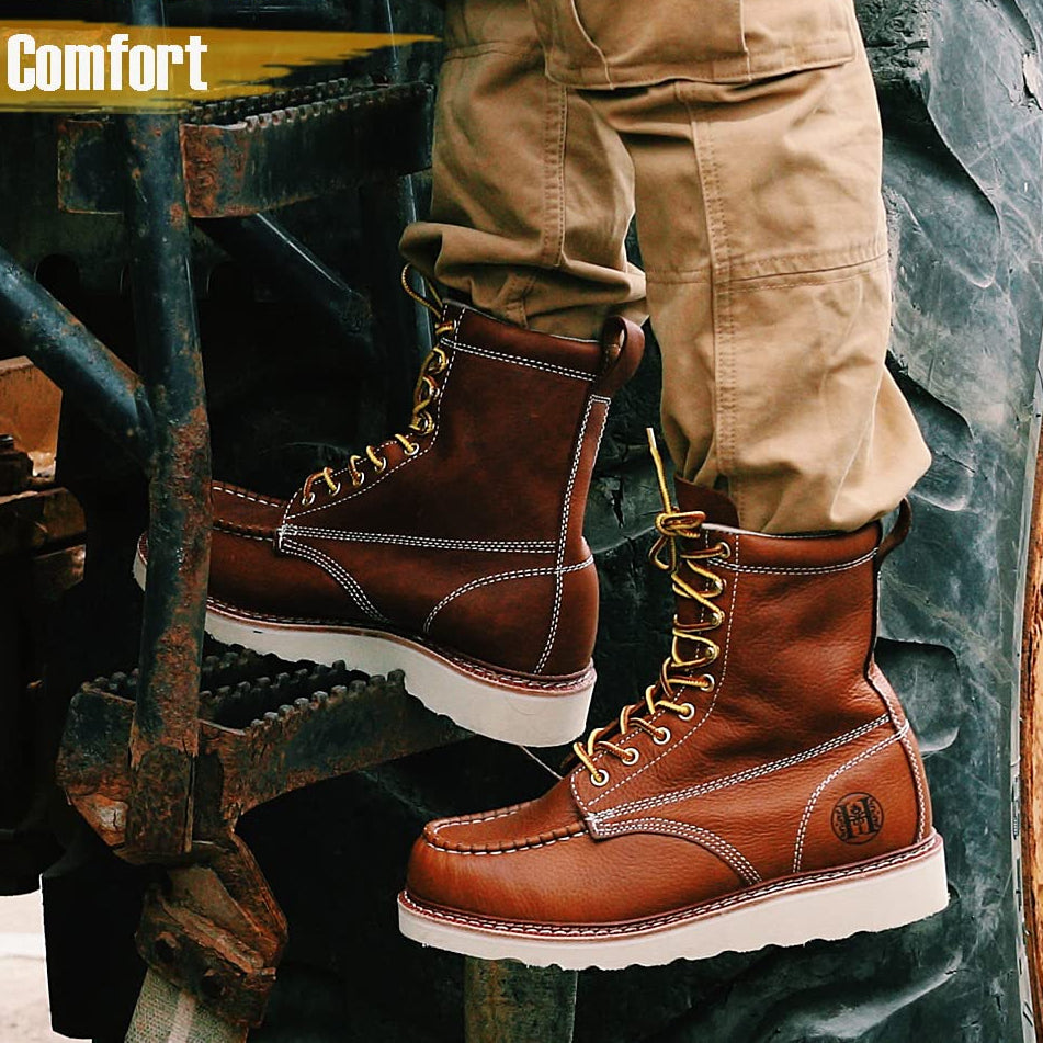HVB808 Men's 8" Soft Toe Slip Resistant Leather Work Boots