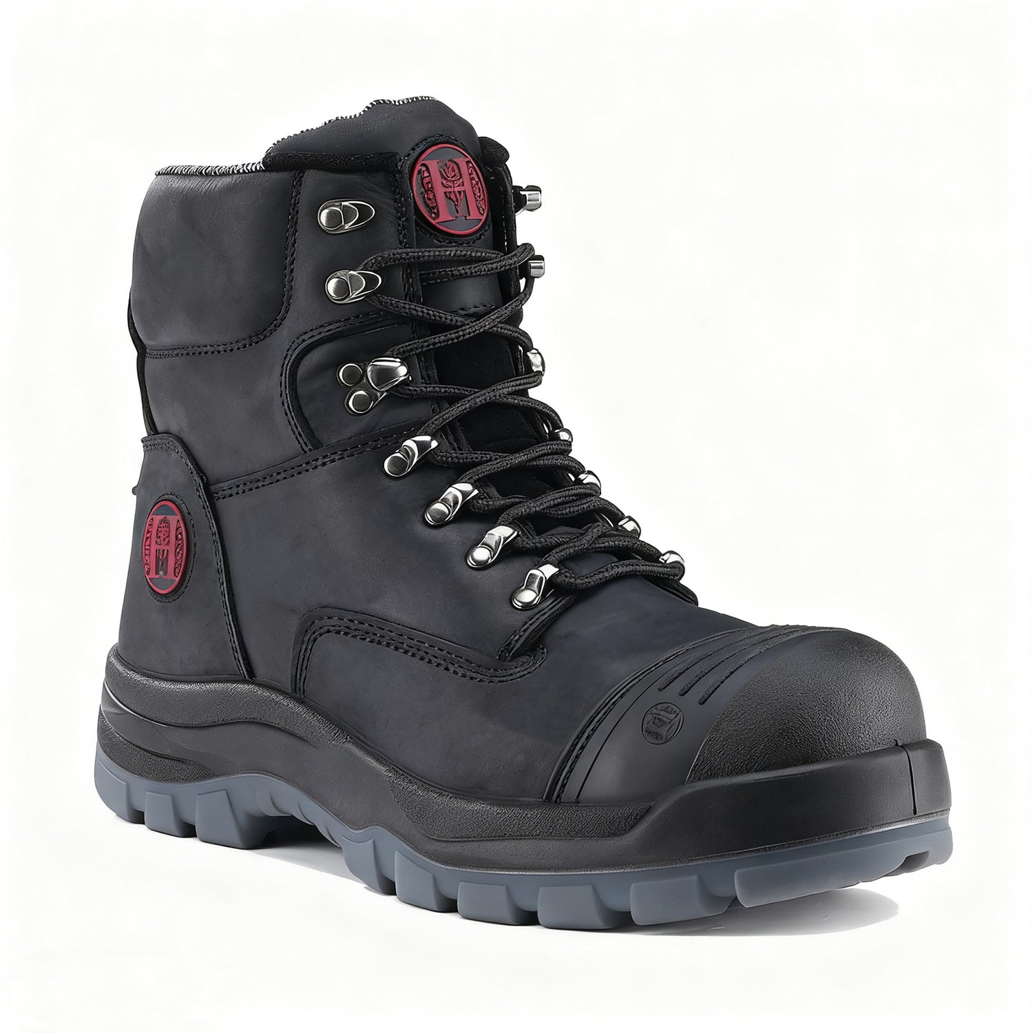 81N07 Work Boots for Men, Composite Toe, YKK Zipper, 6" Non-Slip Safety Leather Shoes, Static Dissipative, Breathable