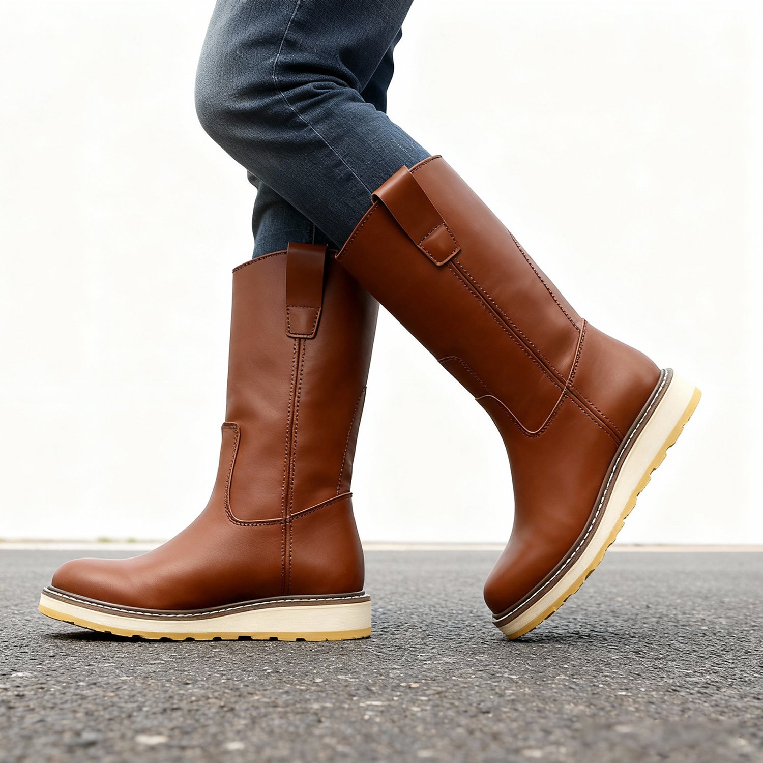 DIEHARD 86984 Men’s 10” Pull-On Soft Toe Work Boots, Brown Cow Leather Safety Boots