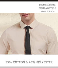 画像をギャラリービューアに読み込む, Dress Shirt for Men - Long Sleeve Solid Slim Regular Fit Business Shirt-Beige
