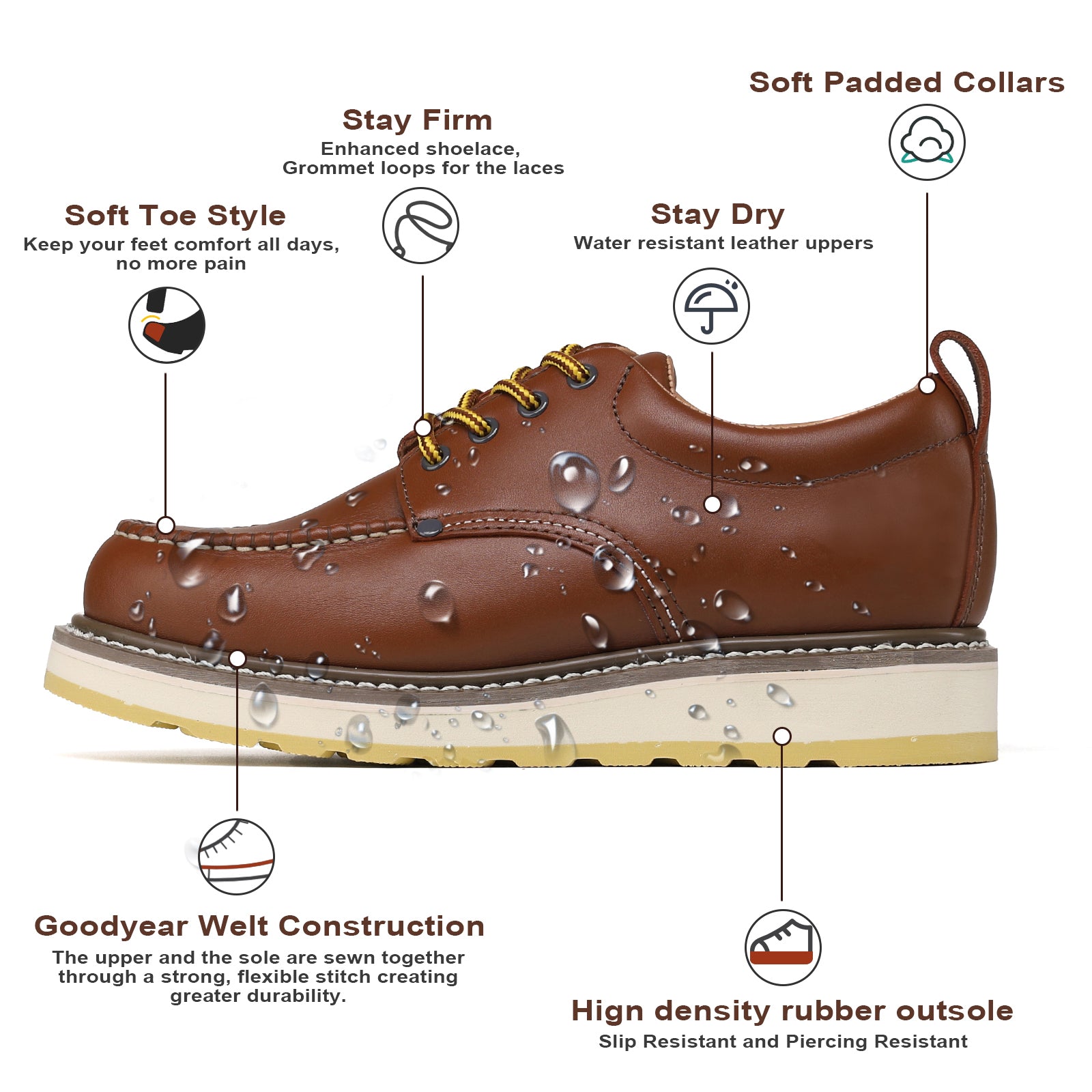 DIEHARD 82994 Men s 4 Soft Toe Leather Oxford Work Shoes HANDPOINT
