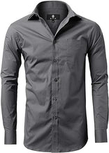 Cargar imagen en el visor de la galería, Dress Shirt for Men - Long Sleeve Solid Slim Regular Fit Business Shirt-Gray
