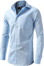 Lade das Bild in den Galerie-Viewer, Dress Shirt for Men - Long Sleeve Solid Slim Regular Fit Business Shirt-Light Blue
