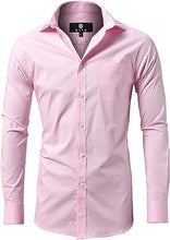 Lade das Bild in den Galerie-Viewer, Dress Shirt for Men - Long Sleeve Solid Slim Regular Fit Business Shirt-Pink
