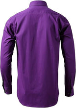 Lade das Bild in den Galerie-Viewer, Dress Shirt for Men - Long Sleeve Solid Slim Regular Fit Business Shirt-Purple
