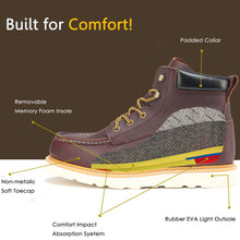 Cargar imagen en el visor de la galería, HVB 305 Men&#39;s 6&quot; Soft Toe Non-Slip Water Resistant for Construction with Durable Rubber EVA Outsole Work Boots

