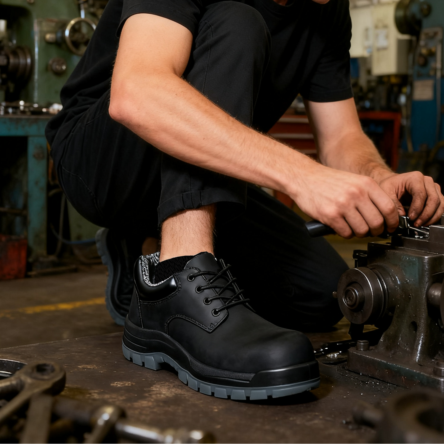 Wholesale Men’s Work Boots | Customizable Bulk Orders (MOQ 300 Pairs)-61N01BK