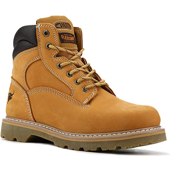 00094 Men's Work Boots Wheat Nubuck Leather with Soft Toe Casual Safty Shoes