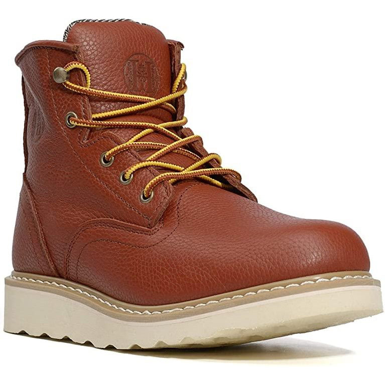 HANDPOINT Work Boots for Men 6 inch Soft Toe Boot Non Slip Anti Fatigue Wedge Sole Shoes Water Resistant EH Safety Boots