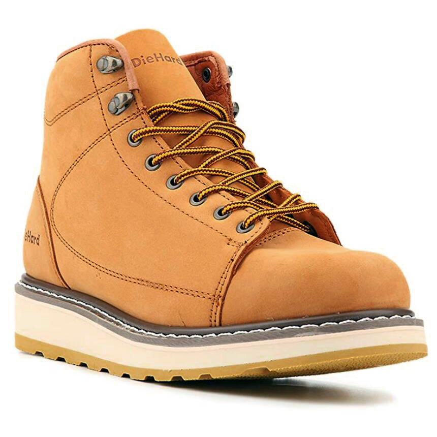 DIEHARD 84893 Men's Work Boots Wheat Nubuck Leather with Soft Toe Casual Shoes