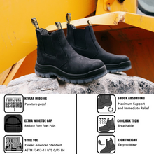 Charger l&#39;image dans la galerie, 81N04 Composite Toe Waterproof Working Boots, Slip Resistant Anti-Static Slip-on Safety Working Boots
