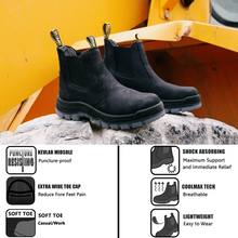 Lade das Bild in den Galerie-Viewer, 80N04 Black Soft Toe Waterproof Working Boots, Slip Resistant Anti-Static Slip-on Safety Working Boots for Men
