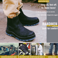 Lade das Bild in den Galerie-Viewer, 80N04BK Soft Toe Waterproof Working Boots, Slip Resistant Anti-Static Slip-on Safety Working Boots for Men
