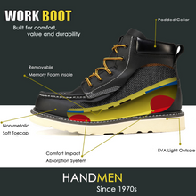 Charger l&#39;image dans la galerie, HVB 304 Men&#39;s 6&quot; Soft Toe Non-Slip Water Resistant for Construction with Durable Rubber EVA Outsole Work Boots
