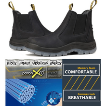 Lade das Bild in den Galerie-Viewer, 80N04 Black Soft Toe Waterproof Working Boots, Slip Resistant Anti-Static Slip-on Safety Working Boots for Men
