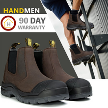 Cargar imagen en el visor de la galería, COF802/COF822 Botas de trabajo impermeables con punta de acero suave Zapatos de trabajo disipadores de estática de seguridad (marrón oscuro)
